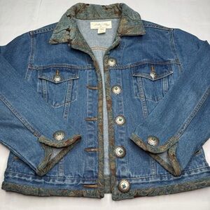 Tasha Polizzi Blue Jean Jacket with Paisley Trim